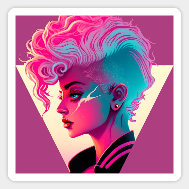 Vaporwave Vapor Girl with Mowhawk Magnet by NeonOverdrive